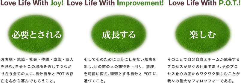 「必要とされる」「成長する」「楽しむ」